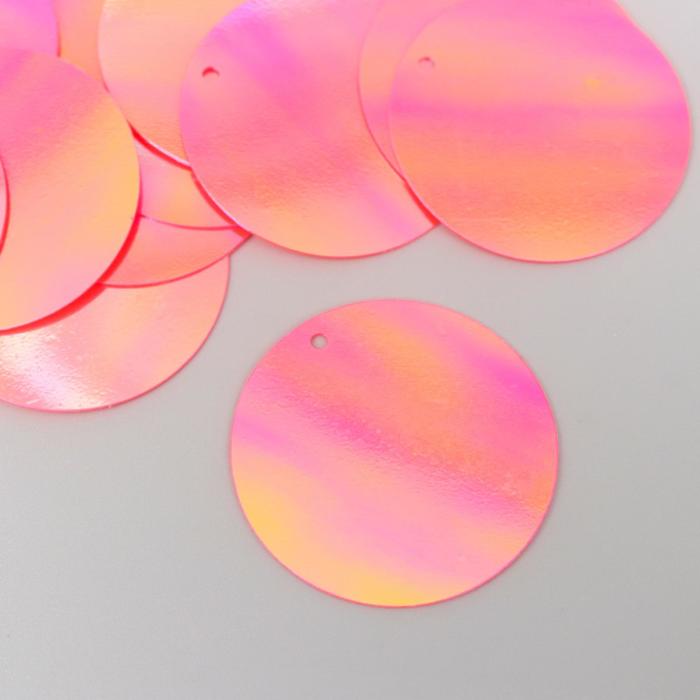 Пайетки "Круг" ярко-розовые набор 30 гр d=3 см - Фото 1