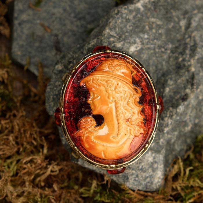 Шкатулка из латуни и янтаря "Камея Юность" - фото 1905830839