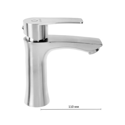 Смеситель для раковины «ОЛИМП» ОС11522, однорычажный, нержавеющая сталь, сатин