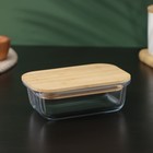 Контейнер для еды BellaTenero «Эко», 370 мл, с бамбуковой крышкой, жаропрочное стекло, прозрачный - Фото 1