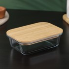 Контейнер для еды из BellaTenero «Эко», 640 мл, с бамбуковой крышкой, жаропрочное стекло, прозрачный - Фото 2