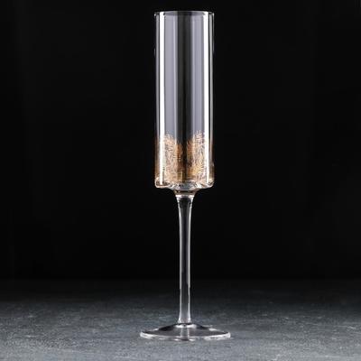 Бокал из стекла для шампанского Magistro «Золотой лист», 170 мл, 5×24 см