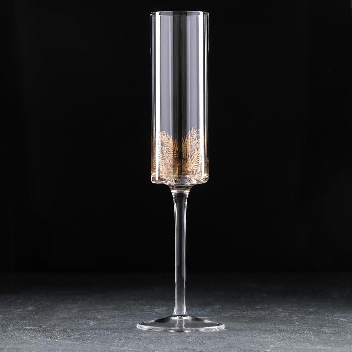 Бокал из стекла для шампанского Magistro «Золотой лист», 170 мл, 5×24 см - Фото 1