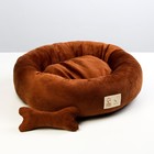 Лежанка с косточкой, 45х35х11 см, коричневая - Фото 5