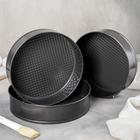 УЦЕНКА Набор форм для выпечки разъёмных Доляна «Элин. Круг», 3 шт: d=24, d=26, d=28 см, антипригарное покрытие - Фото 1