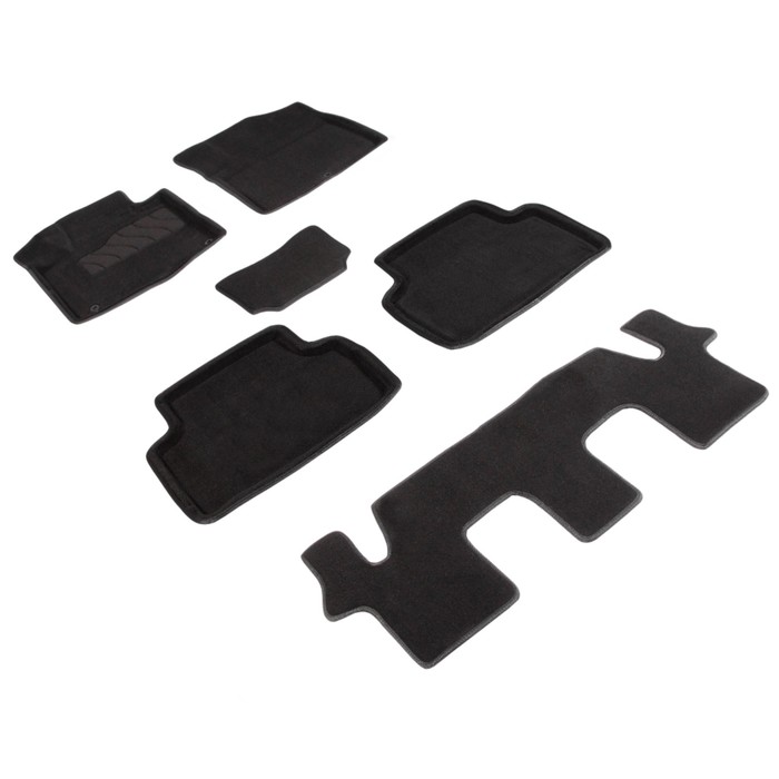 Коврики 3D для KIA Sorento IV, 7 seats, 2020-н.в, черные , комплект - Фото 1