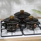 Набор кастрюль эмалированных «Арабика-1», 3 шт.: 1 л, 1.5 л, 2.3 л, индукция, чёрный - Фото 4