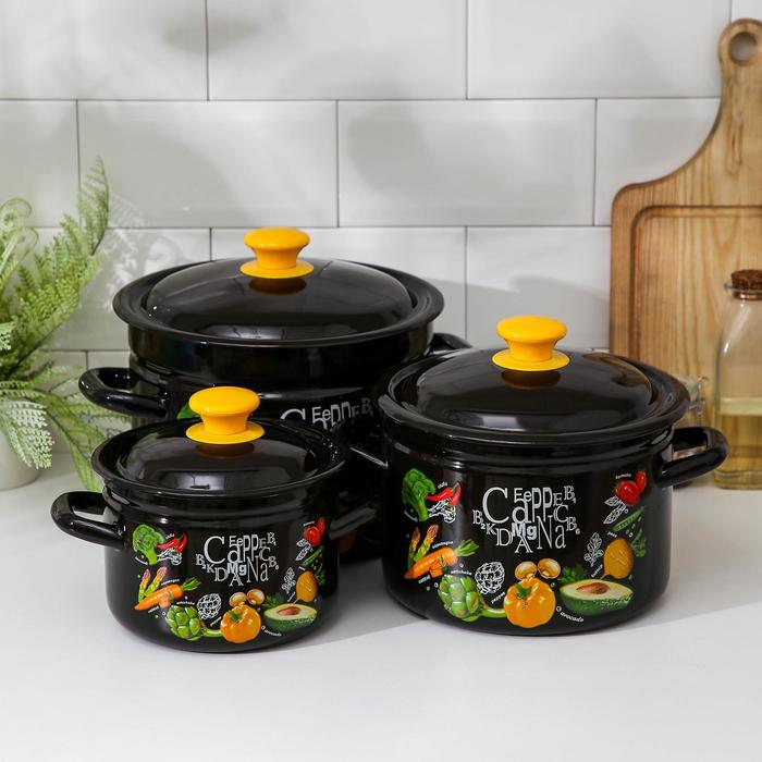 Набор эмалированных кастрюль «Рацион», 3 предмета: 2 л, 4 л, 6 л - Фото 1