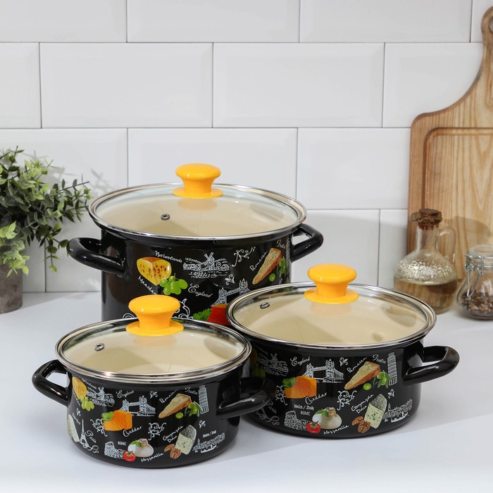 

Набор кастрюль «Сыр 5-1 Экстра», 3 предмета: 1,5 л, 2,3 л, 5 л, крышки, индукция