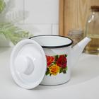 Чайник, 1 л, эмалированная сталь, деколь МИКС, белый - Фото 2