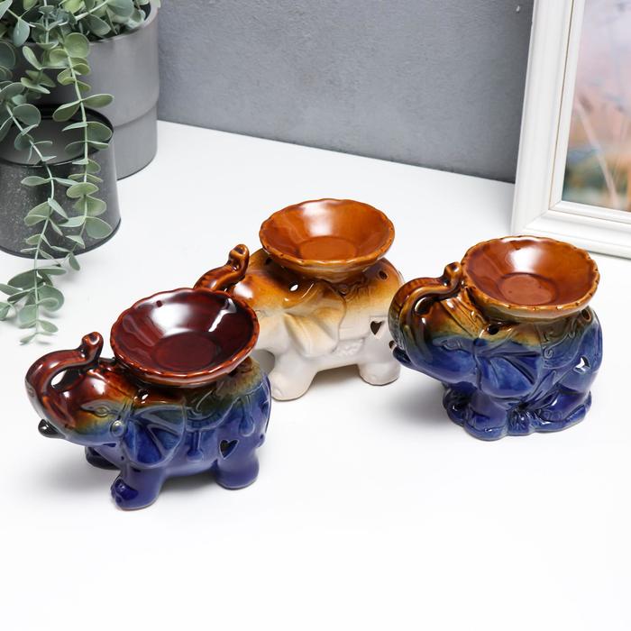 Аромалампа керамика "Индийский слон с сердечками" МИКС 11х8,5х13,5 см - Фото 1