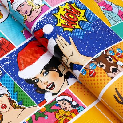 Бумага упаковочная глянцевая "Новогодний Pop - Art", 70×100 см,1 лист