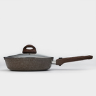 Сковорода Доляна «Брауни», d=24 см, съёмная ручка, стеклянная крышка, антипригарное покрытие, индукция, алюминий, коричневая - Фото 2