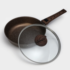 Сковорода Доляна «Брауни», d=24 см, съёмная ручка, стеклянная крышка, антипригарное покрытие, индукция, алюминий, коричневая - Фото 3