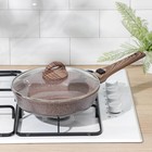 Сковорода Доляна «Брауни», d=24 см, съёмная ручка, стеклянная крышка, антипригарное покрытие, индукция, алюминий, коричневая - Фото 9