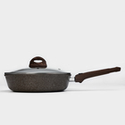 Сковорода Доляна «Брауни», d=26 см, съёмная ручка, стеклянная крышка, антипригарное покрытие, индукция, алюминий, коричневая - Фото 2