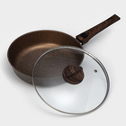Сковорода Доляна «Брауни», d=26 см, съёмная ручка, стеклянная крышка, антипригарное покрытие, индукция, алюминий, коричневая - Фото 3