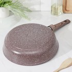 Сковорода Доляна «Брауни», d=28 см, съёмная ручка, стеклянная крышка, антипригарное покрытие, индукция, алюминий, коричневая - Фото 3