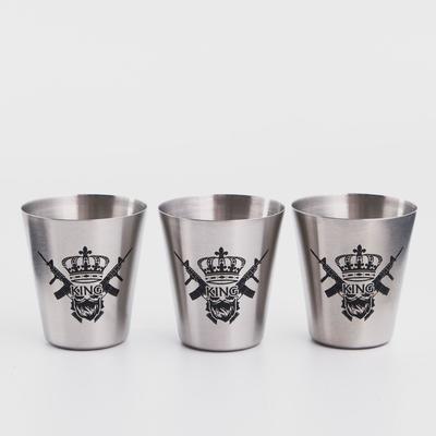 Стопки в чехле KING, нержавеющая сталь, набор 3 шт. × 30 мл