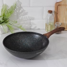 Сковорода WOK Granit ultra blue, d=28 см, h=9,5 см, пластиковая ручка, антипригарное покрытие, цвет чёрный 7291635