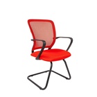 Стул для посетителя Chairman 698 V TW - 69, с подлокотниками, на полозьях, ткань/сетка, цвет красный - Фото 1