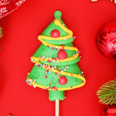 Карамель леденцовая новогодняя на палочке "3D Ёлочка с узорами", 40 г