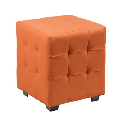 Пуф «Стенли», 400×400×420 мм, экокожа, цвет оранжевый