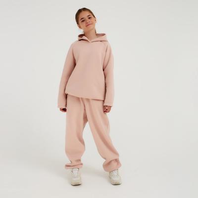 Худи для девочки MINAKU: Basic Line KIDS, цвет пудровый, рост 134 см