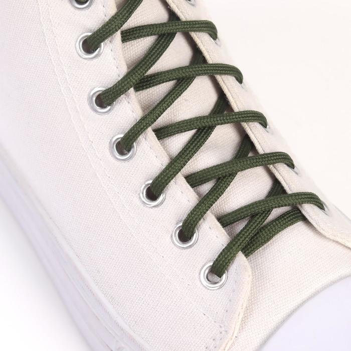 Шнурки для обуви, пара, круглые, d = 5 мм, 90 см, цвет хаки - Фото 1
