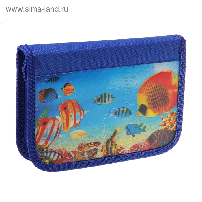 Пенал школьный на молнии 3D "Бабочка", голубой - Фото 1