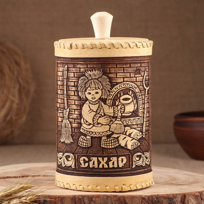 Туес "Домовенок. Сахар", 10х10х15 см, береста - Фото 1