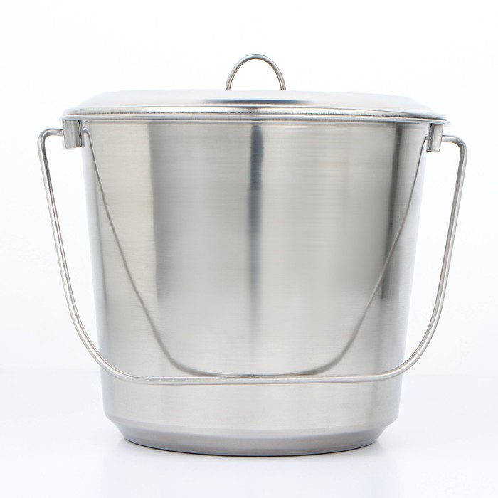 Ведро с крышкой, 10 л, мерная шкала, нержавеющая сталь - Фото 1