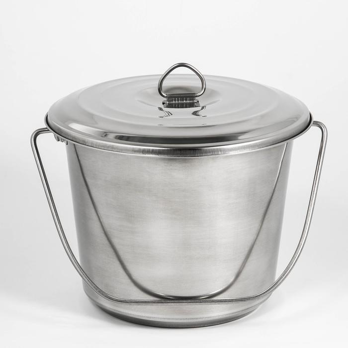 Ведро с крышкой, 7 л, мерная шкала, нержавеющая сталь - Фото 1