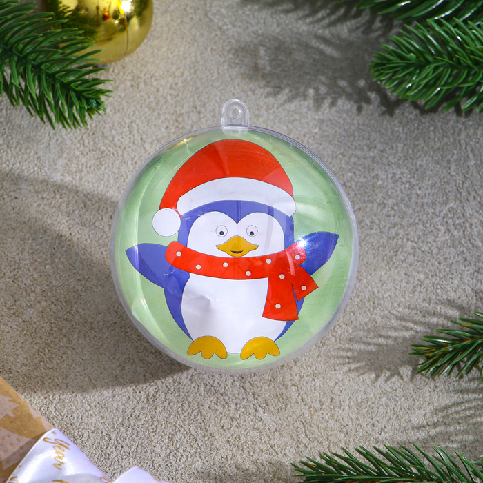 Ёлочное украшение под раскраску «Пингвин» размер: 8 см; 2 шт., кисть