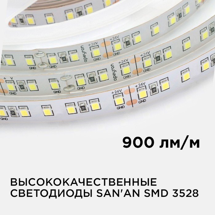 Светодиодная лента Apeyron Electrics 5 м, IP20, SMD3528, 120 LED/м, 10 Вт/м, 24 В, 4000К