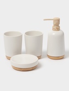 Аксессуары для ванной «Эко», 4 предмета, мыльница, дозатор для мыла, 2 стакана, белые - Фото 1