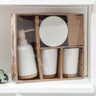 Набор аксессуаров для ванной комнаты «Эко», 4 предмета (мыльница, дозатор для мыла, 2 стакана), цвет белый - фото 6455612