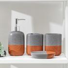 Набор аксессуаров для ванной комнаты «Микаса», 4 предмета (мыльница, дозатор для мыла, 2 стакана), цвет серый - фото 318590768