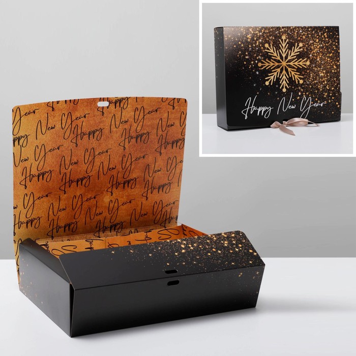 Коробка складная двухсторонняя «Новый год», 31 × 24,5 × 9 см - Фото 1