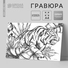 Гравюра «Тигр в джунглях» с металлическим эффектом «серебро», А4 - фото 6455722