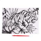 Гравюра «Тигр в джунглях» с металлическим эффектом «серебро», А4 - Фото 2