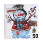 Салфетки новогодние бумажные «Снеговичок», 24×24 см, 50 шт. - Фото 2