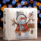 Салфетки новогодние бумажные «Снеговичок», 24×24 см, 50 шт. - Фото 4