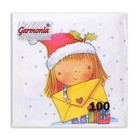 Новогодние салфетки бумажные Гармония цвета «Новогодняя почта», 1 слой, 24х24 см, 100 шт - Фото 3