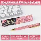 Ручка в подарочном футляре Best Teacher, металл, синяя паста, пишущий узел 1 мм - фото 9351336