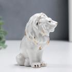 Сувенир керамика "Белый лев" с золотом 10 см - Фото 3