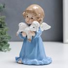 Фигурка керамика «Ангелочек в голубом платье, с барашком», 15 см - Фото 2