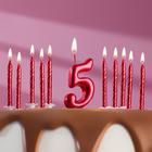 Набор свечей для торта (2 в 1) рубиновая Цифра "5" + Свечи "С Днём Рождения" рубин 10 шт, 7 см 71508 - фото 11758572