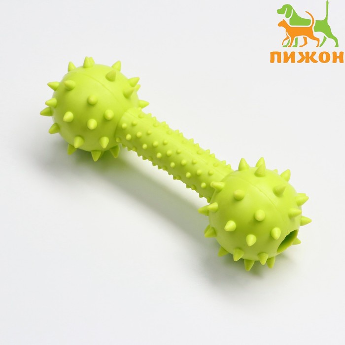 Жевательная игрушка для собак «Грозная гантель», 15×5 см, салатовая - Фото 1