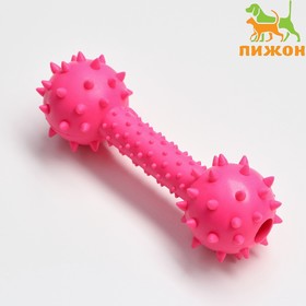 Игрушка жевательная "Грозная гантель", 15 х 5 см, розовая